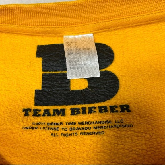 H&M × JUSTIN BIEBER Purpose World Tour 2017 Sweatshirt Yellow Mens Size L - Picture 5 of 10